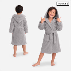 HOUSSE Bathrobe | 450 GSM Microfiber Solid Bathrobes for Kids | Solid Bathrobes, Highly Absorbent, Super Soft Bathrobe With Hoodie And Belt | Lightweight & Warm | 102 cm Long | Size-L | Pack of 1