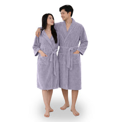 HOUSSE Bathrobe | 450 GSM Microfiber Bathrobe For Women & Men | Super Soft Bathrobe With Hoodie And Belt | Highly Absorbent, Lightweight & Warm | 102 cm Long | Size-L | Pack of 1