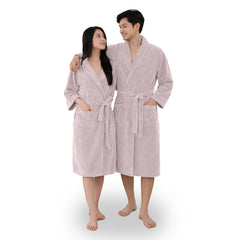 HOUSSE Bathrobe | 450 GSM Microfiber Bathrobe For Women & Men | Super Soft Bathrobe With Hoodie And Belt | Highly Absorbent, Lightweight & Warm | 102 cm Long | Size-L | Pack of 1