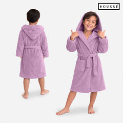 HOUSSE Bathrobe | 450 GSM Microfiber Solid Bathrobes for Kids | Solid Bathrobes, Highly Absorbent, Super Soft Bathrobe With Hoodie And Belt | Lightweight & Warm | 102 cm Long | Size-L | Pack of 1