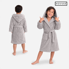 HOUSSE Bathrobe | 450 GSM Microfiber Solid Bathrobes for Kids | Solid Bathrobes, Highly Absorbent, Super Soft Bathrobe With Hoodie And Belt | Lightweight & Warm | 102 cm Long | Size-L | Pack of 1