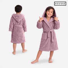 HOUSSE Bathrobe | 450 GSM Microfiber Solid Bathrobes for Kids | Solid Bathrobes, Highly Absorbent, Super Soft Bathrobe With Hoodie And Belt | Lightweight & Warm | 102 cm Long | Size-L | Pack of 1