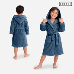 HOUSSE Bathrobe | 450 GSM Microfiber Solid Bathrobes for Kids | Solid Bathrobes, Highly Absorbent, Super Soft Bathrobe With Hoodie And Belt | Lightweight & Warm | 102 cm Long | Size-L | Pack of 1