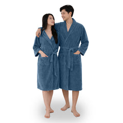 HOUSSE Bathrobe | 450 GSM Microfiber Bathrobe For Women & Men | Super Soft Bathrobe With Hoodie And Belt | Highly Absorbent, Lightweight & Warm | 102 cm Long | Size-L | Pack of 1