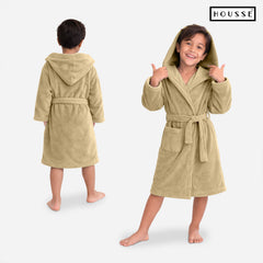 HOUSSE Bathrobe | 450 GSM Microfiber Solid Bathrobes for Kids | Solid Bathrobes, Highly Absorbent, Super Soft Bathrobe With Hoodie And Belt | Lightweight & Warm | 102 cm Long | Size-L | Pack of 1