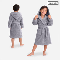 HOUSSE Bathrobe | 450 GSM Microfiber Solid Bathrobes for Kids | Solid Bathrobes, Highly Absorbent, Super Soft Bathrobe With Hoodie And Belt | Lightweight & Warm | 102 cm Long | Size-L | Pack of 1