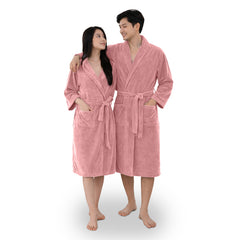 HOUSSE Bathrobe | 450 GSM Microfiber Bathrobe For Women & Men | Super Soft Bathrobe With Hoodie And Belt | Highly Absorbent, Lightweight & Warm | 102 cm Long | Size-L | Pack of 1