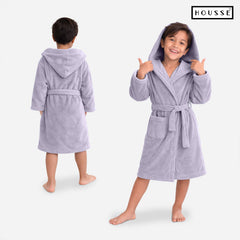 HOUSSE Bathrobe | 450 GSM Microfiber Solid Bathrobes for Kids | Solid Bathrobes, Highly Absorbent, Super Soft Bathrobe With Hoodie And Belt | Lightweight & Warm | 102 cm Long | Size-L | Pack of 1