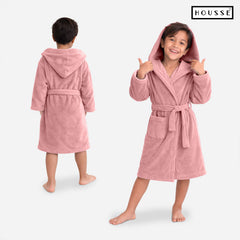 HOUSSE Bathrobe | 450 GSM Microfiber Solid Bathrobes for Kids | Solid Bathrobes, Highly Absorbent, Super Soft Bathrobe With Hoodie And Belt | Lightweight & Warm | 102 cm Long | Size-L | Pack of 1