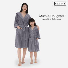 HOUSSE Bathrobe | 450 GSM Microfiber Solid Bathrobes for Kids | Solid Bathrobes, Highly Absorbent, Super Soft Bathrobe With Hoodie And Belt | Lightweight & Warm | 102 cm Long | Size-L | Pack of 1