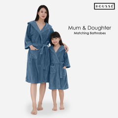 HOUSSE Bathrobe | 450 GSM Microfiber Solid Bathrobes for Kids | Solid Bathrobes, Highly Absorbent, Super Soft Bathrobe With Hoodie And Belt | Lightweight & Warm | 102 cm Long | Size-L | Pack of 1