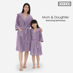 HOUSSE Bathrobe | 450 GSM Microfiber Solid Bathrobes for Kids | Solid Bathrobes, Highly Absorbent, Super Soft Bathrobe With Hoodie And Belt | Lightweight & Warm | 102 cm Long | Size-L | Pack of 1