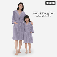HOUSSE Bathrobe | 450 GSM Microfiber Solid Bathrobes for Kids | Solid Bathrobes, Highly Absorbent, Super Soft Bathrobe With Hoodie And Belt | Lightweight & Warm | 102 cm Long | Size-L | Pack of 1