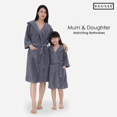 HOUSSE Bathrobe | 450 GSM Microfiber Solid Bathrobes for Kids | Solid Bathrobes, Highly Absorbent, Super Soft Bathrobe With Hoodie And Belt | Lightweight & Warm | 102 cm Long | Size-L | Pack of 1