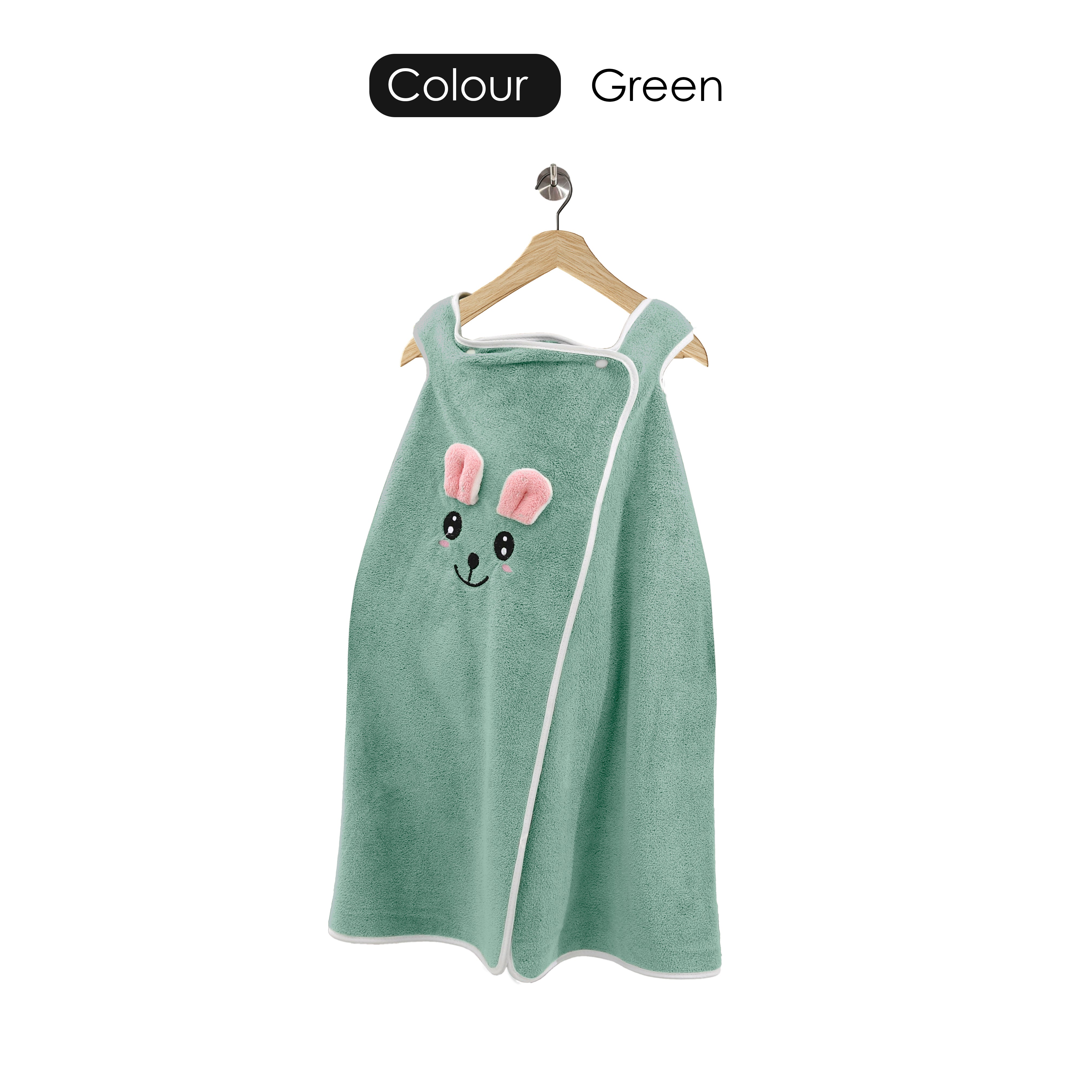 HOUSSE Cat Face Bath Dress for Kids 350 GSM – Wearable Spa Bathdress (65×110 cm) Soft Absorbent Quick-Dry Wrapped Bath Dress for Girls Age (7-9 Years) Gift for Daughter- Ivory Sand
