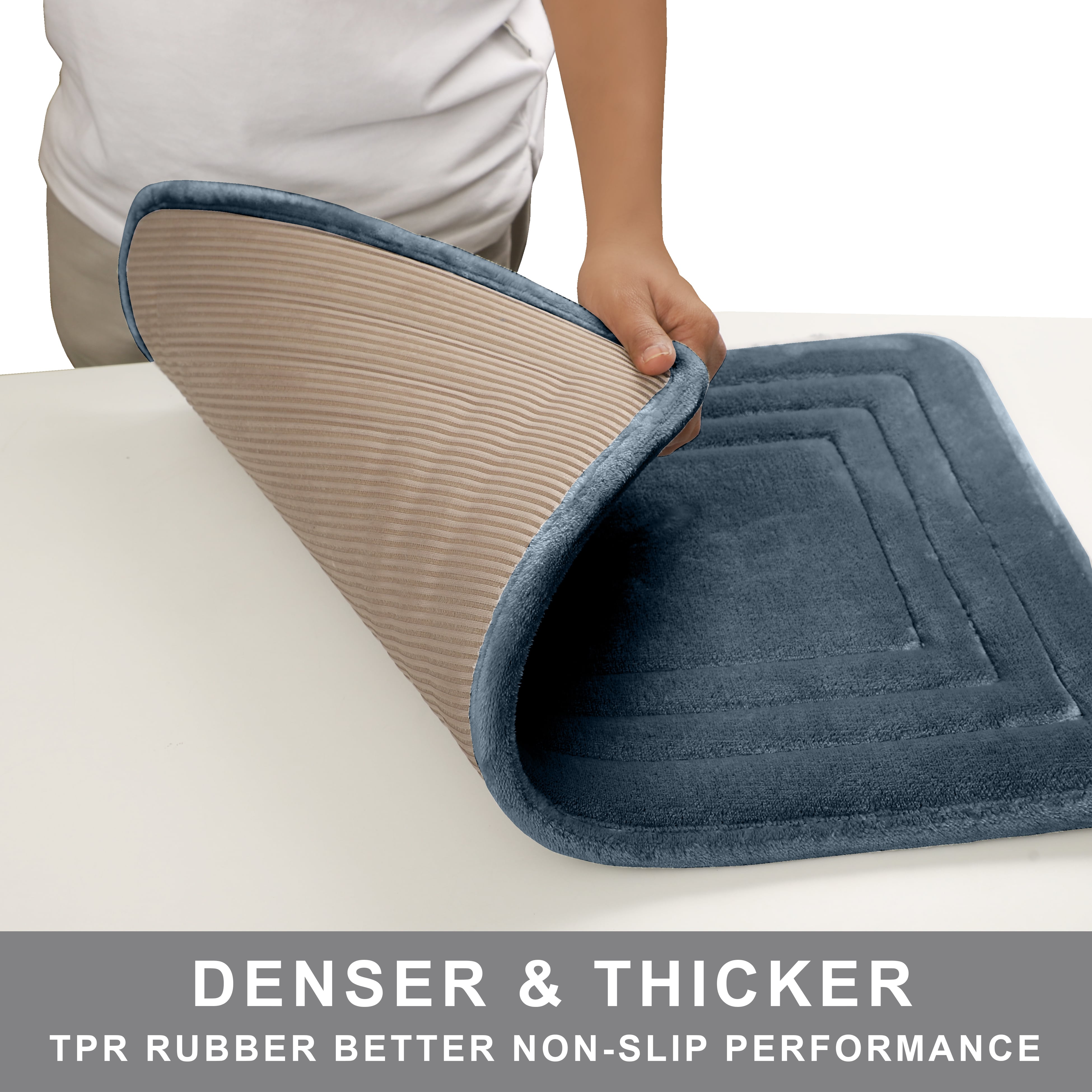HOUSSE Premium Soft Microfiber Bath Mat with Cushioned Border Design