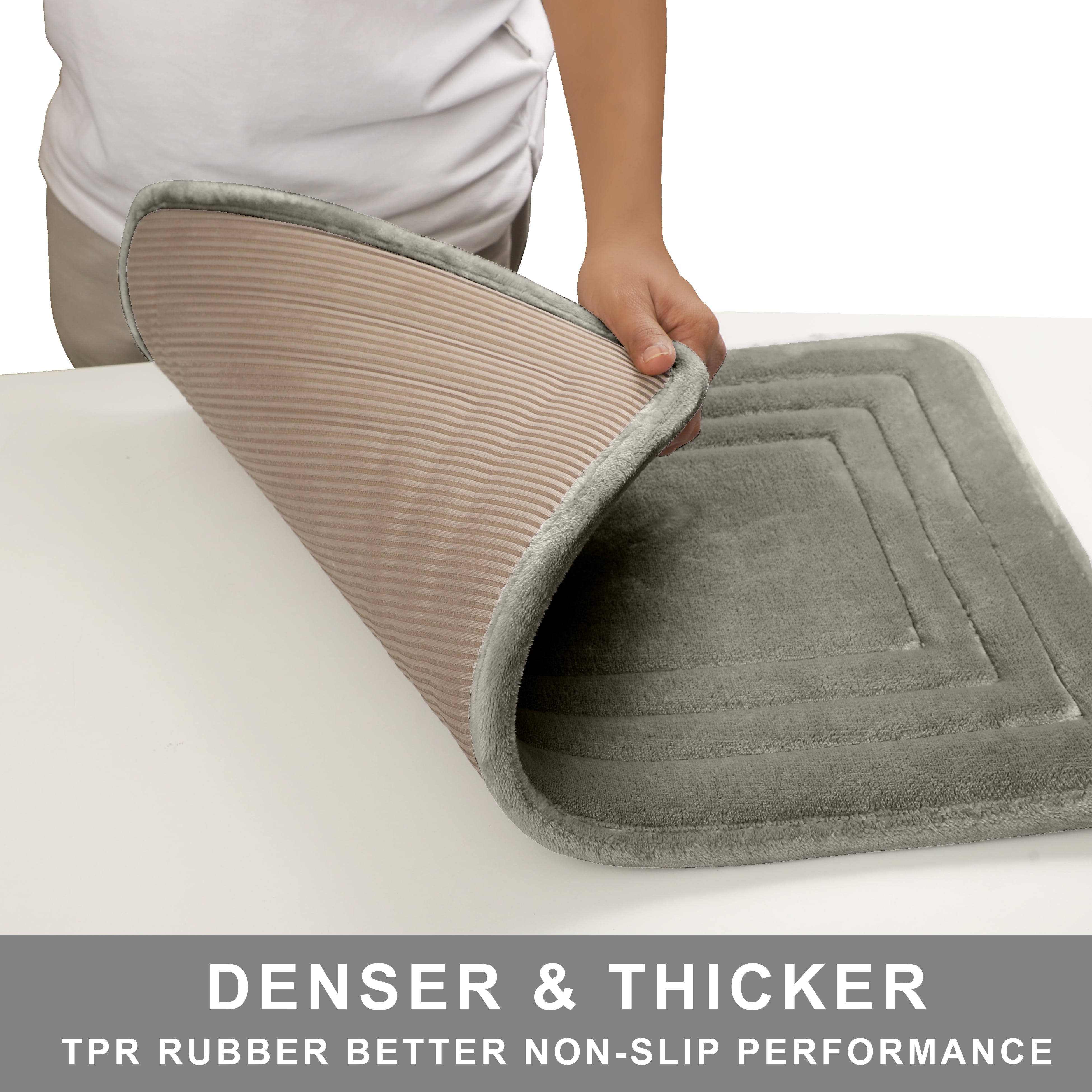 HOUSSE Premium Soft Microfiber Bath Mat with Cushioned Border Design