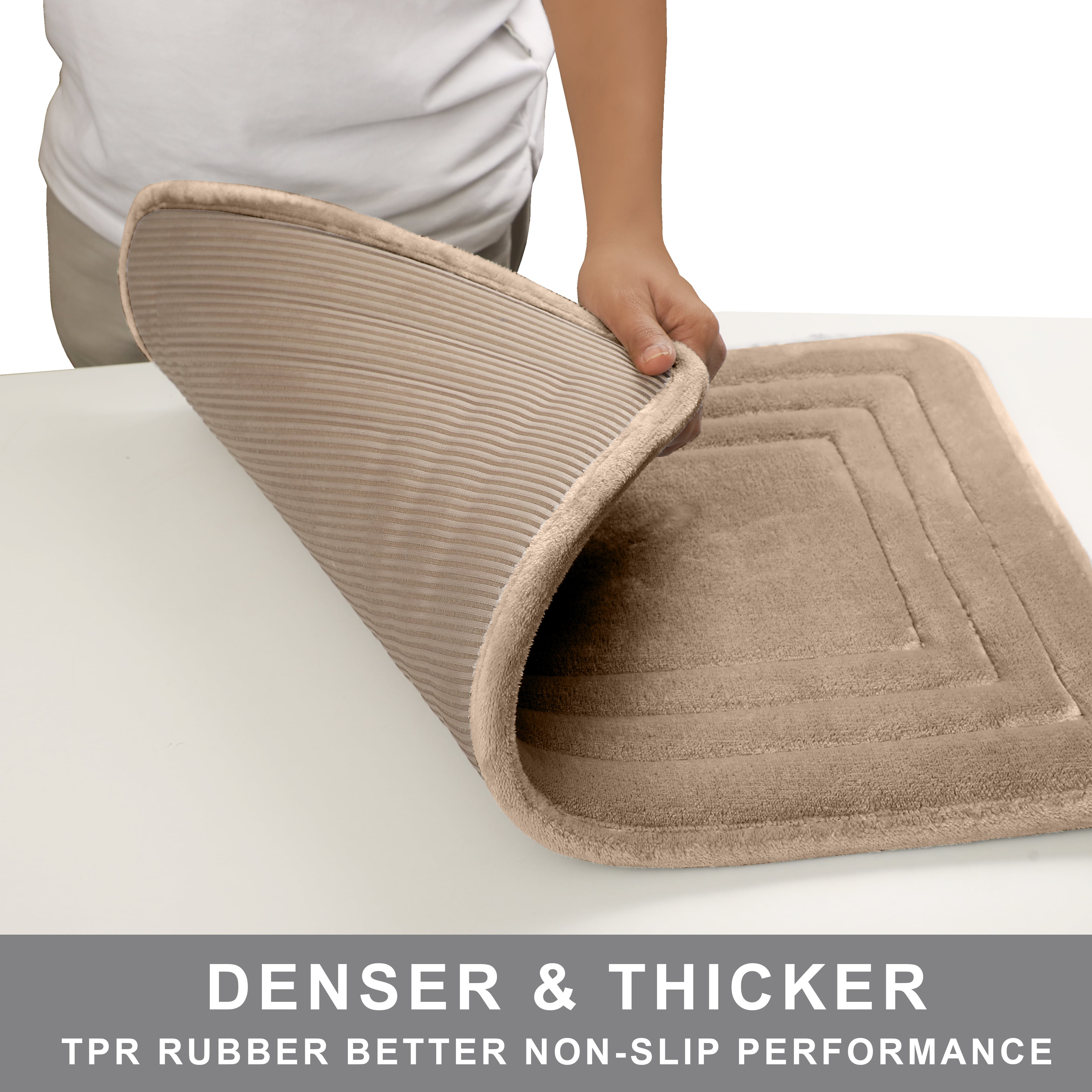 HOUSSE Premium Soft Microfiber Bath Mat with Cushioned Border Design