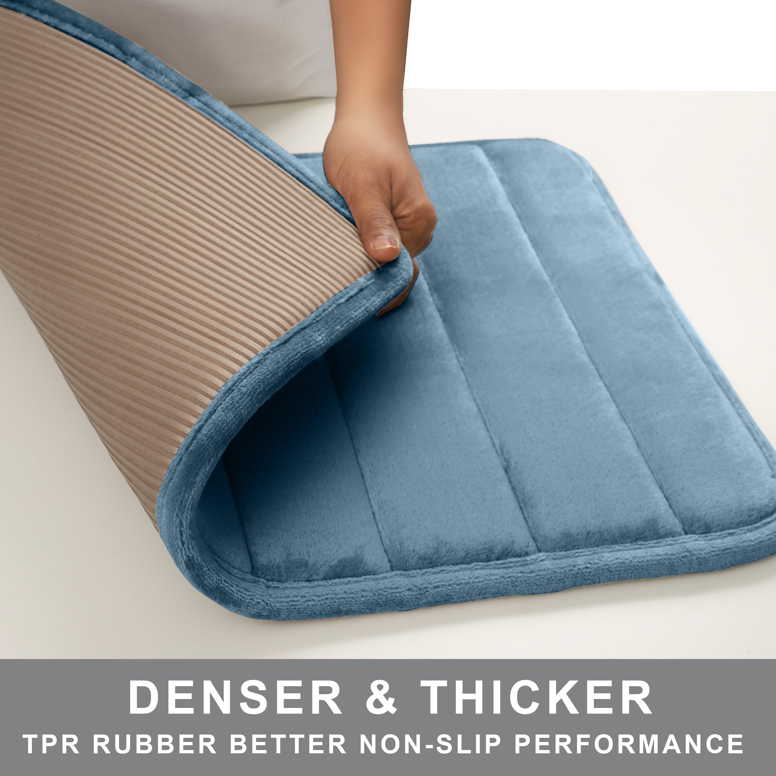 HOUSSE Minimalist Solid Color Bath Mat with Extra Cushioning