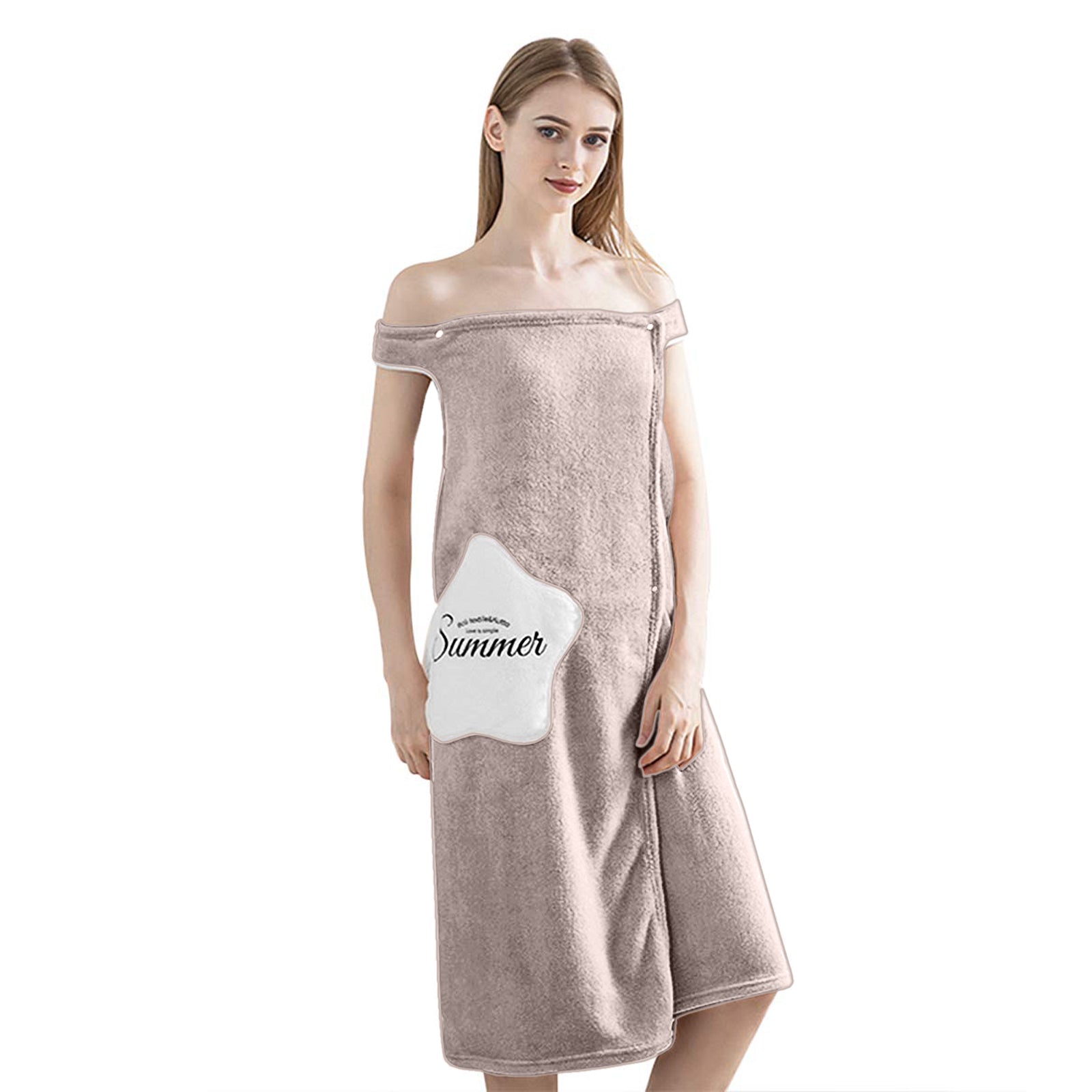 HOUSSE Wearable Spa Bath Towel for Women | Soft, Cozy Wrap with Snap Closure | 110 x 140 cms