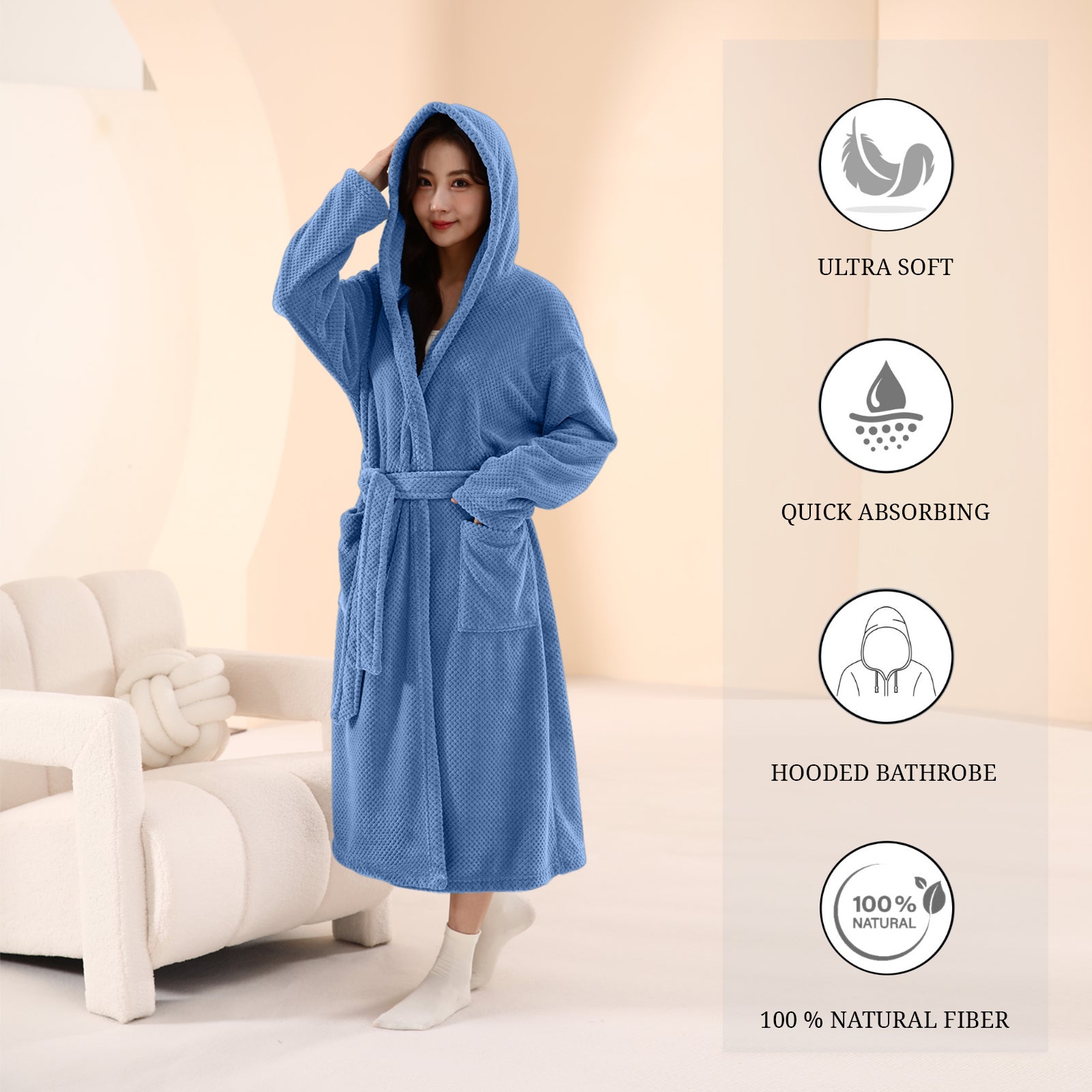 HOUSSE Premium Waffle Bathrobe | Highly Absorbent & Soft Comfort Robe