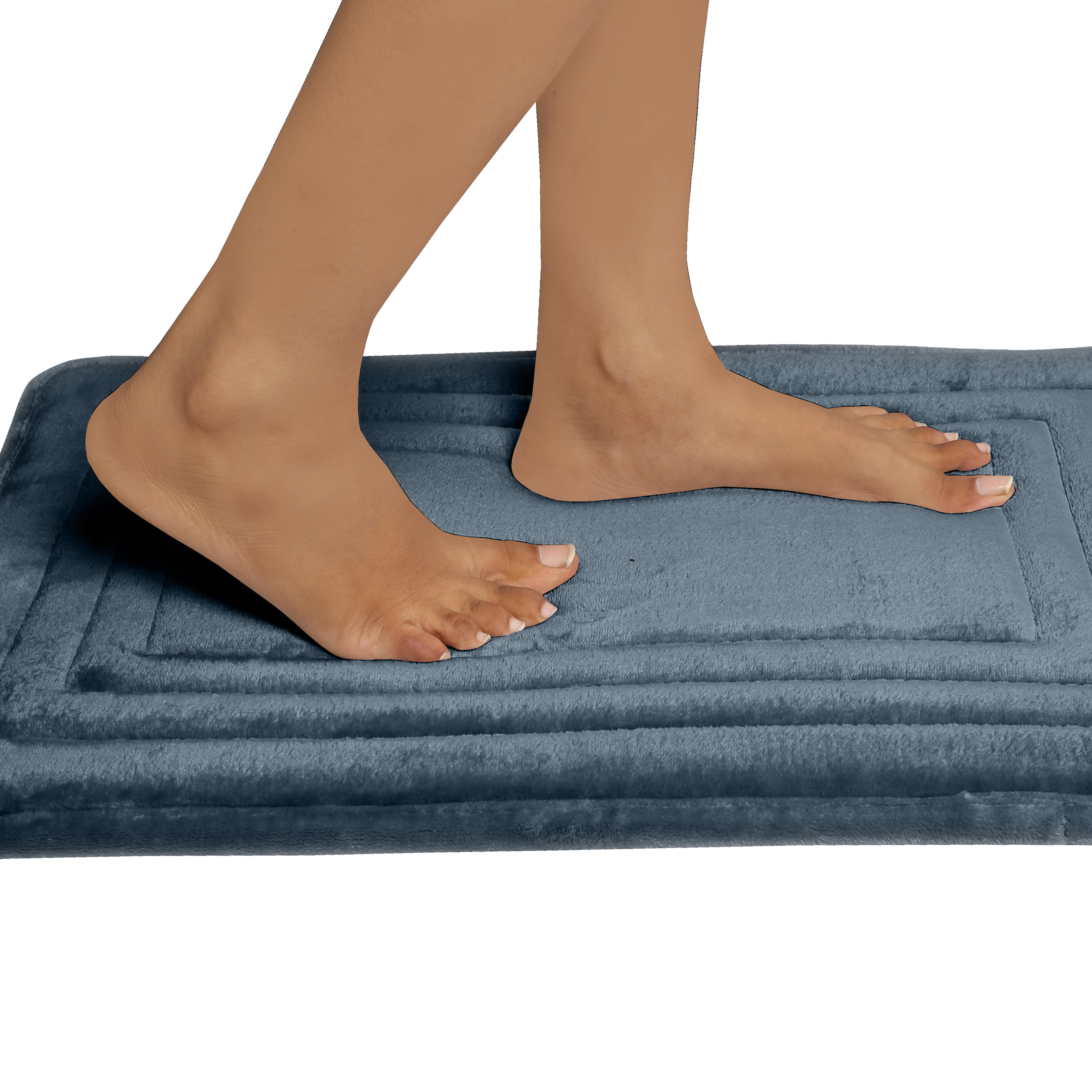 HOUSSE Premium Soft Microfiber Bath Mat with Cushioned Border Design