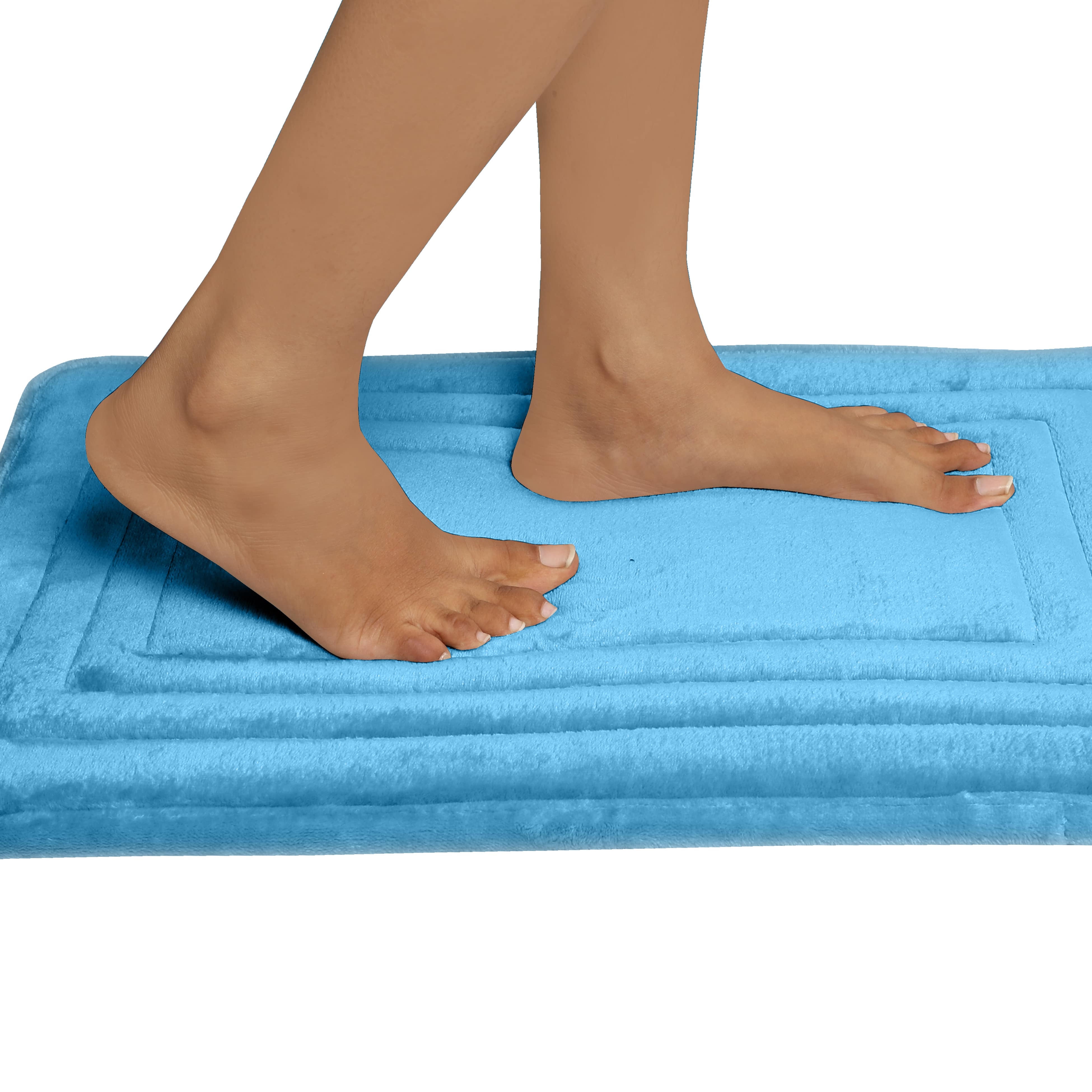 HOUSSE Premium Soft Microfiber Bath Mat with Cushioned Border Design