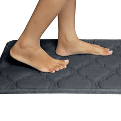 HOUSSE Microfiber Pure Comfort 300 GSM Flannel +15MM Memory Form +3D Striped Mesh Bath Mats, Non-Slip, Quick Absorbent, 40 x 60 cm Rugs,Floor Mats | Versatile Usage. (Set of 2)