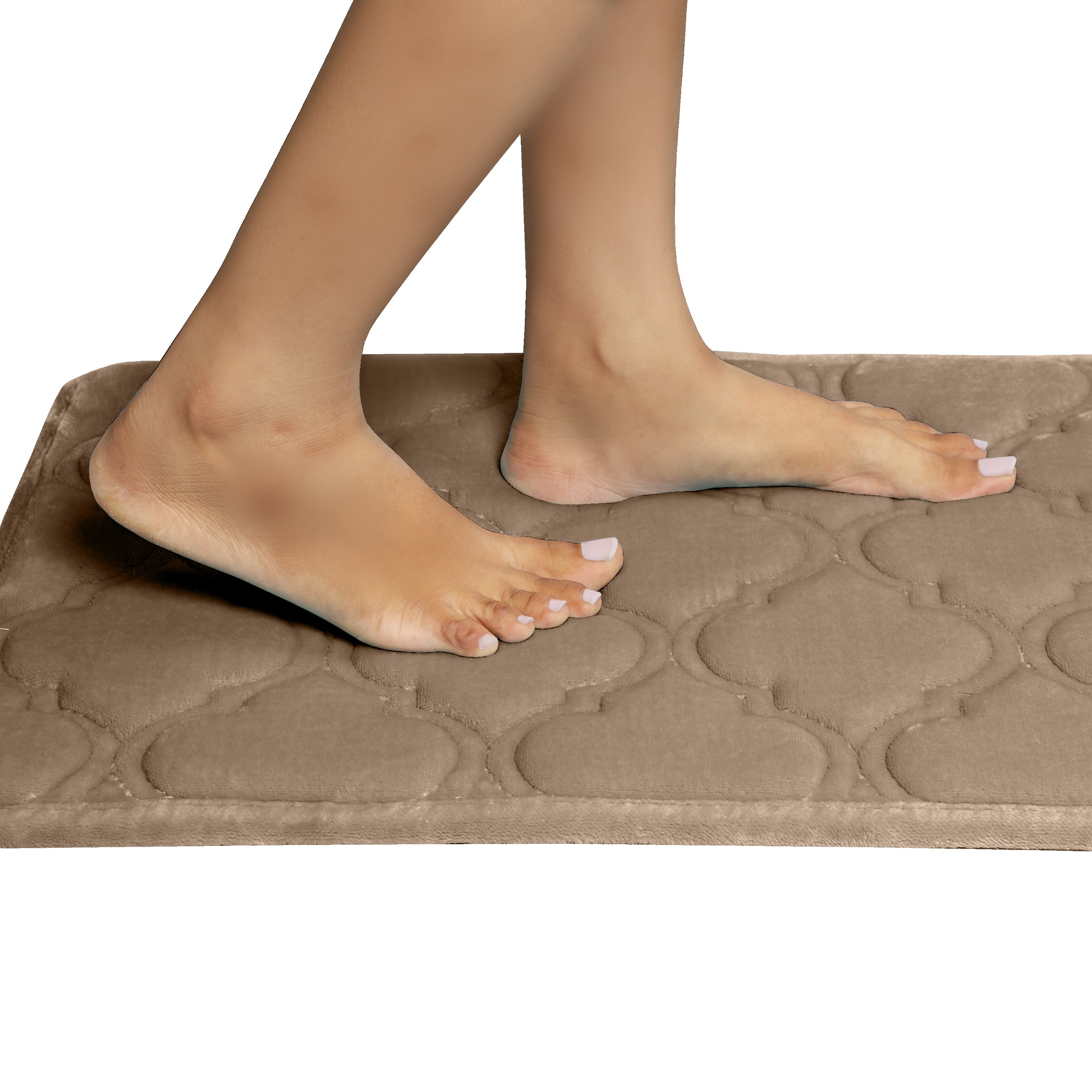 HOUSSE Microfiber Pure Comfort 300 GSM Flannel +15MM Memory Form +3D Striped Mesh Bath Mats, Non-Slip, Quick Absorbent, 40 x 60 cm Rugs,Floor Mats | Versatile Usage. (Set of 2)