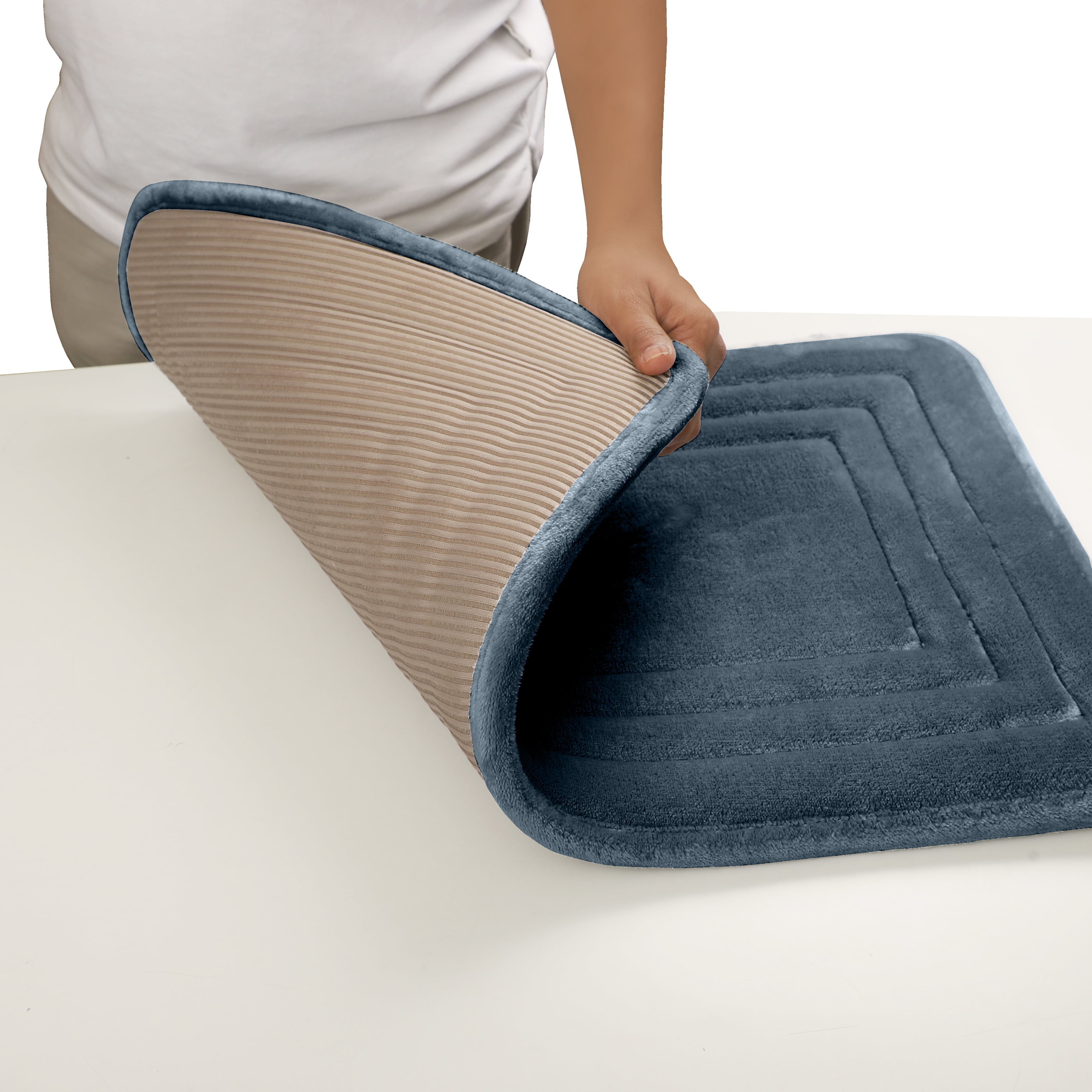 HOUSSE Premium Soft Microfiber Bath Mat with Cushioned Border Design