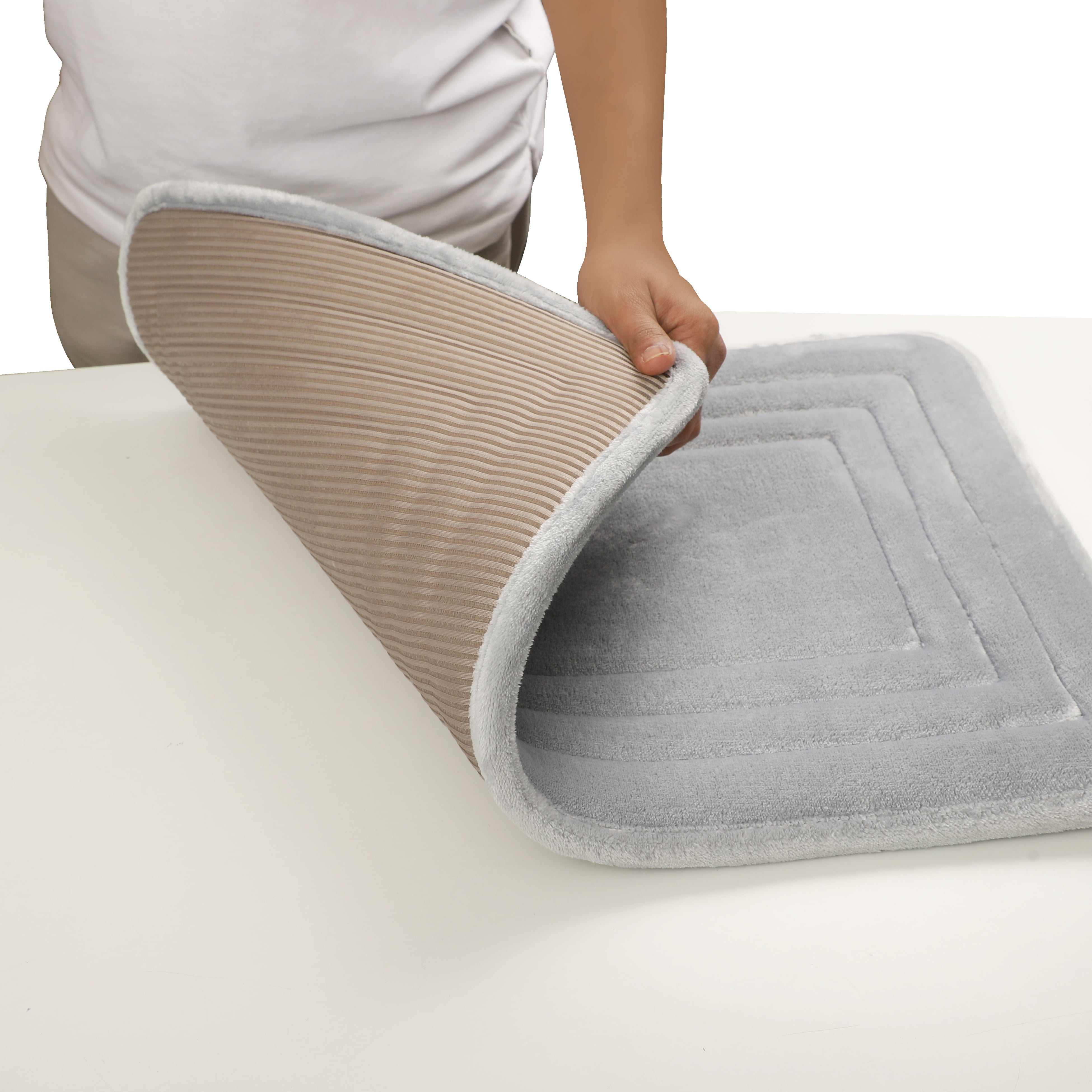 HOUSSE Premium Soft Microfiber Bath Mat with Cushioned Border Design