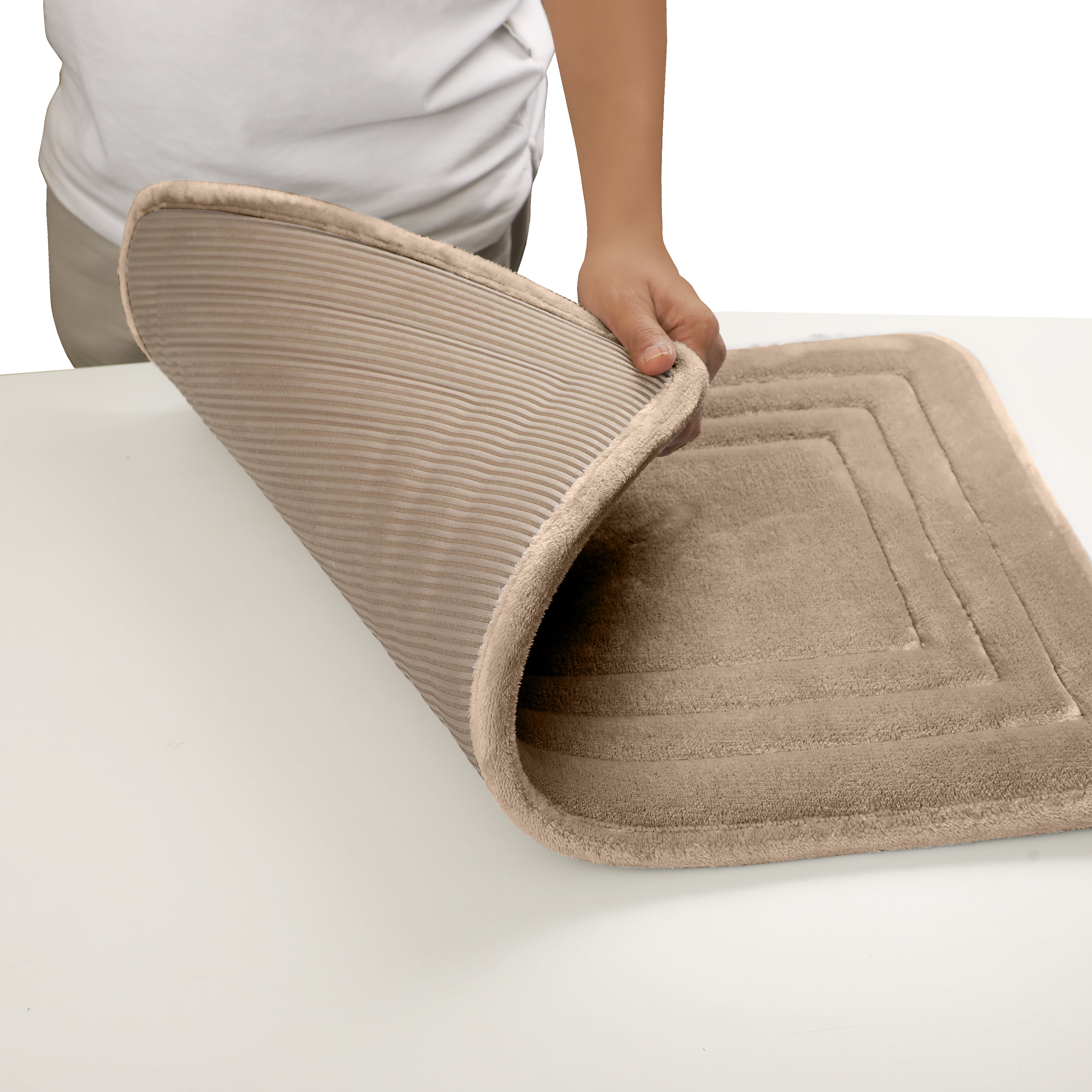 HOUSSE Premium Soft Microfiber Bath Mat with Cushioned Border Design