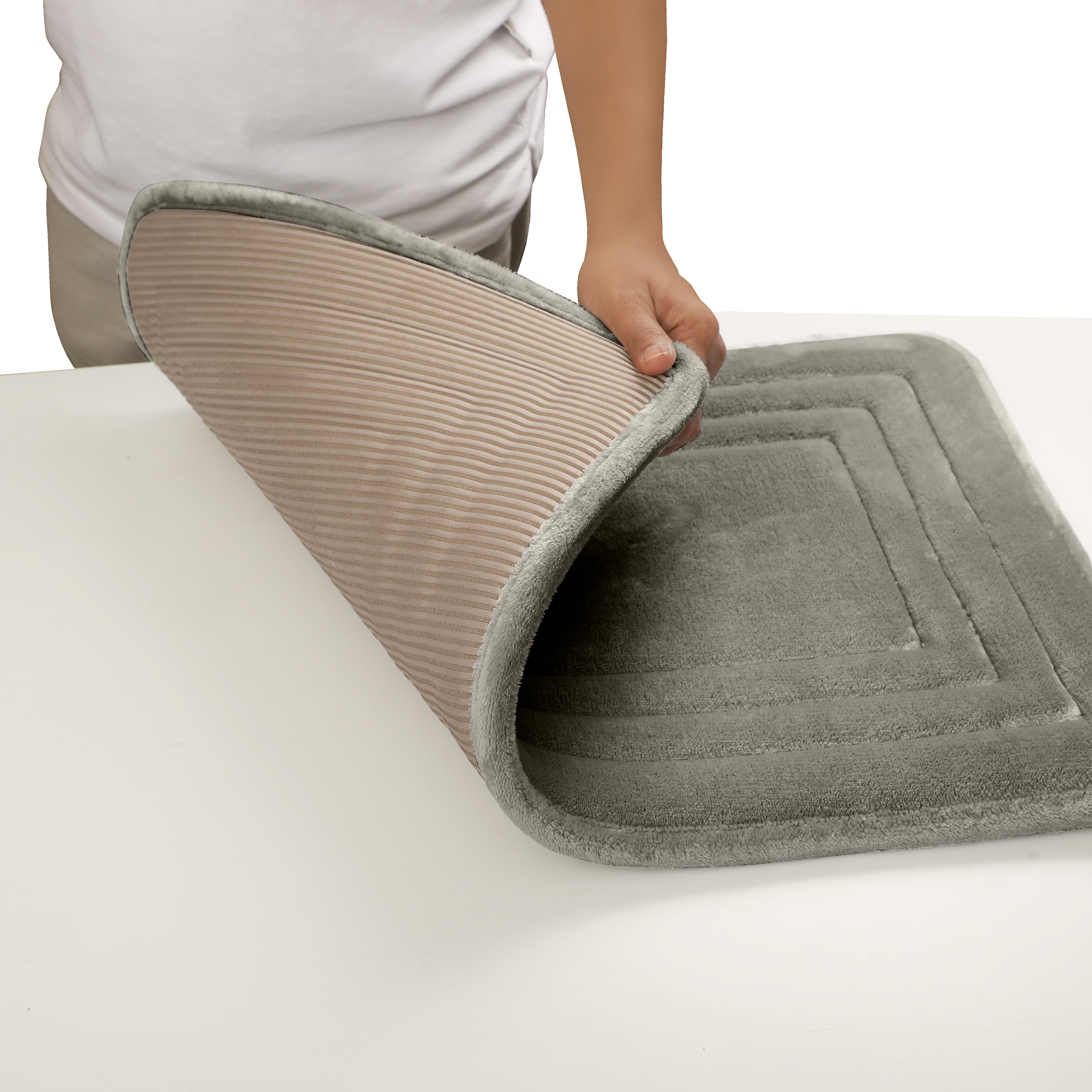 HOUSSE Premium Soft Microfiber Bath Mat with Cushioned Border Design