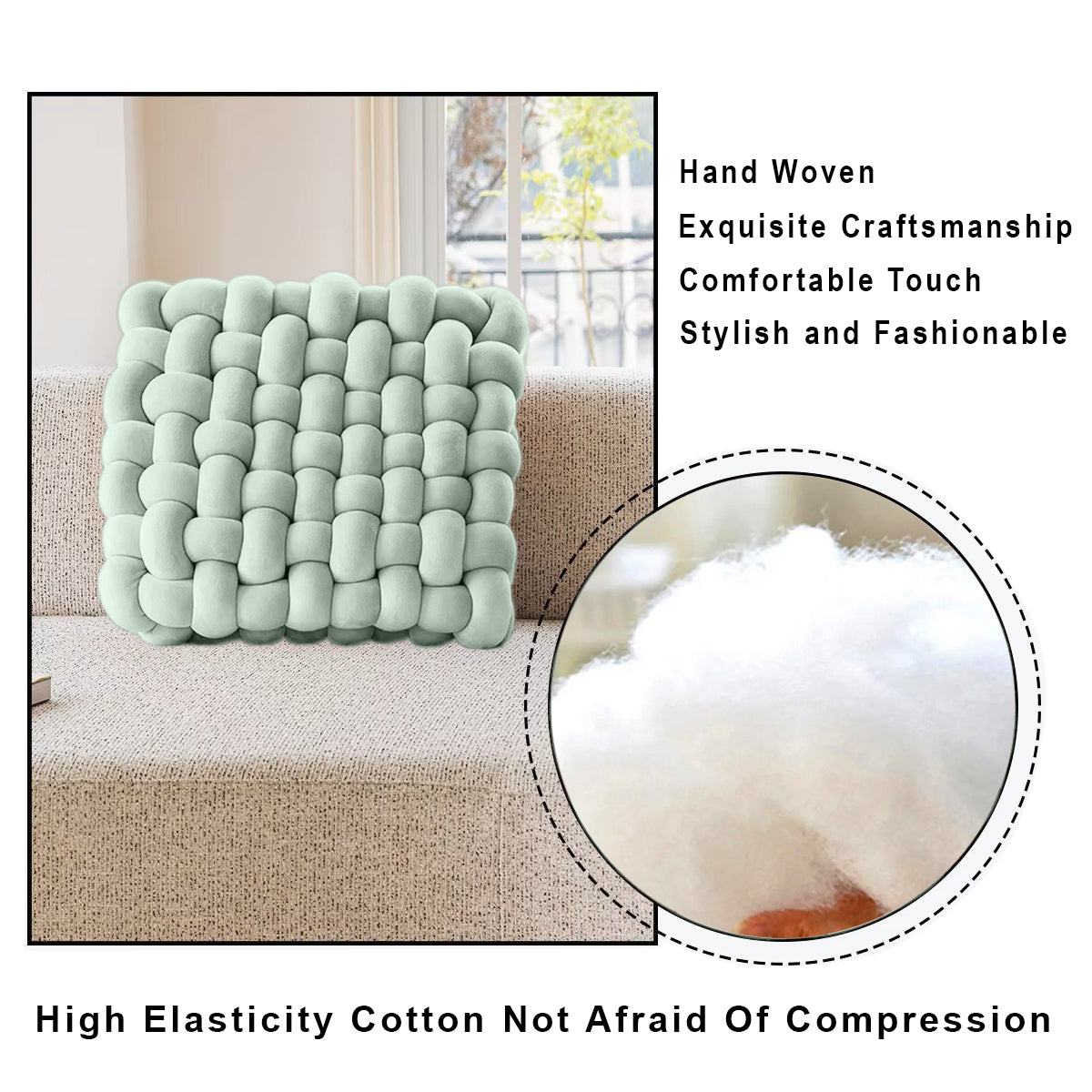 HOUSSE Chunky Knit Cushion | Soft Plush Woven Throw Pillow for Sofa & Bed