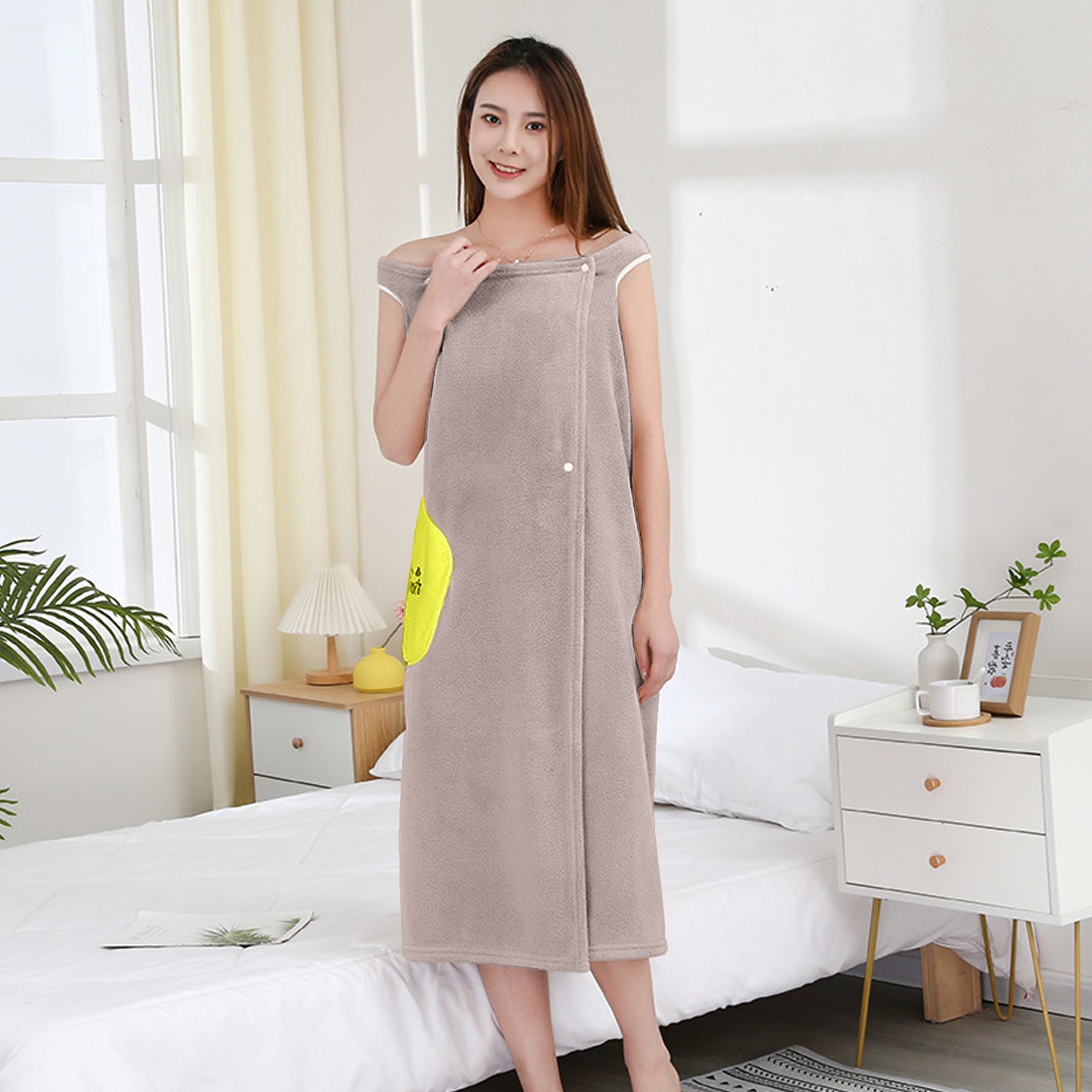 HOUSSE Wearable Spa Bath Towel for Women | Soft, Cozy Wrap with Snap Closure | 110 x 140 cms