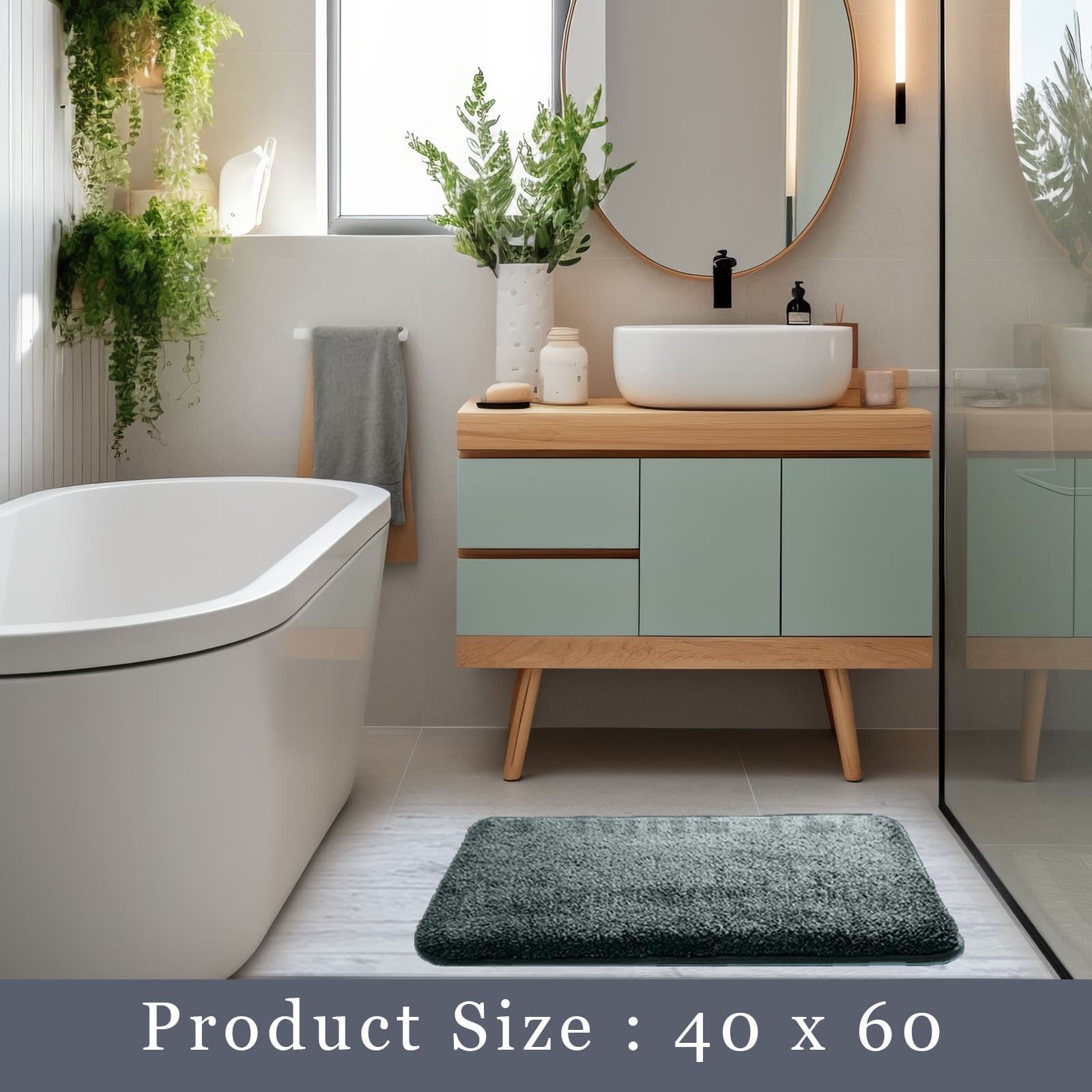 HOUSSE Anti Skid Ultra Absorbent Fluffy High Pile Plush Bathmat