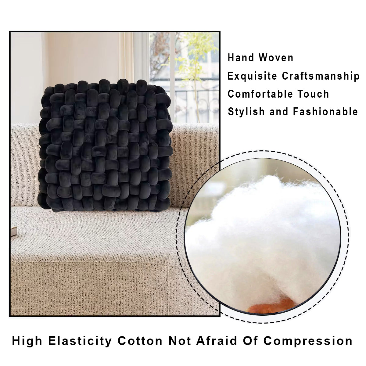 HOUSSE Chunky Knit Cushion | Soft Plush Woven Throw Pillow for Sofa & Bed