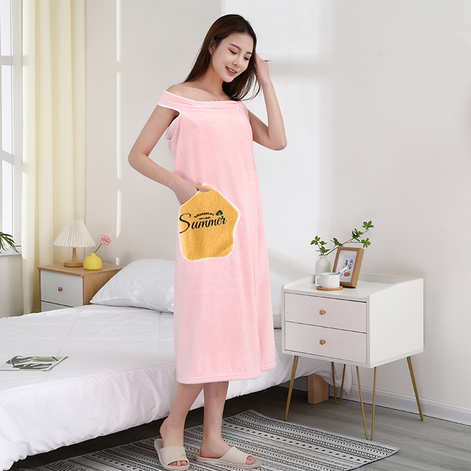HOUSSE Wearable Spa Bath Towel for Women | Soft, Cozy Wrap with Snap Closure | 110 x 140 cms