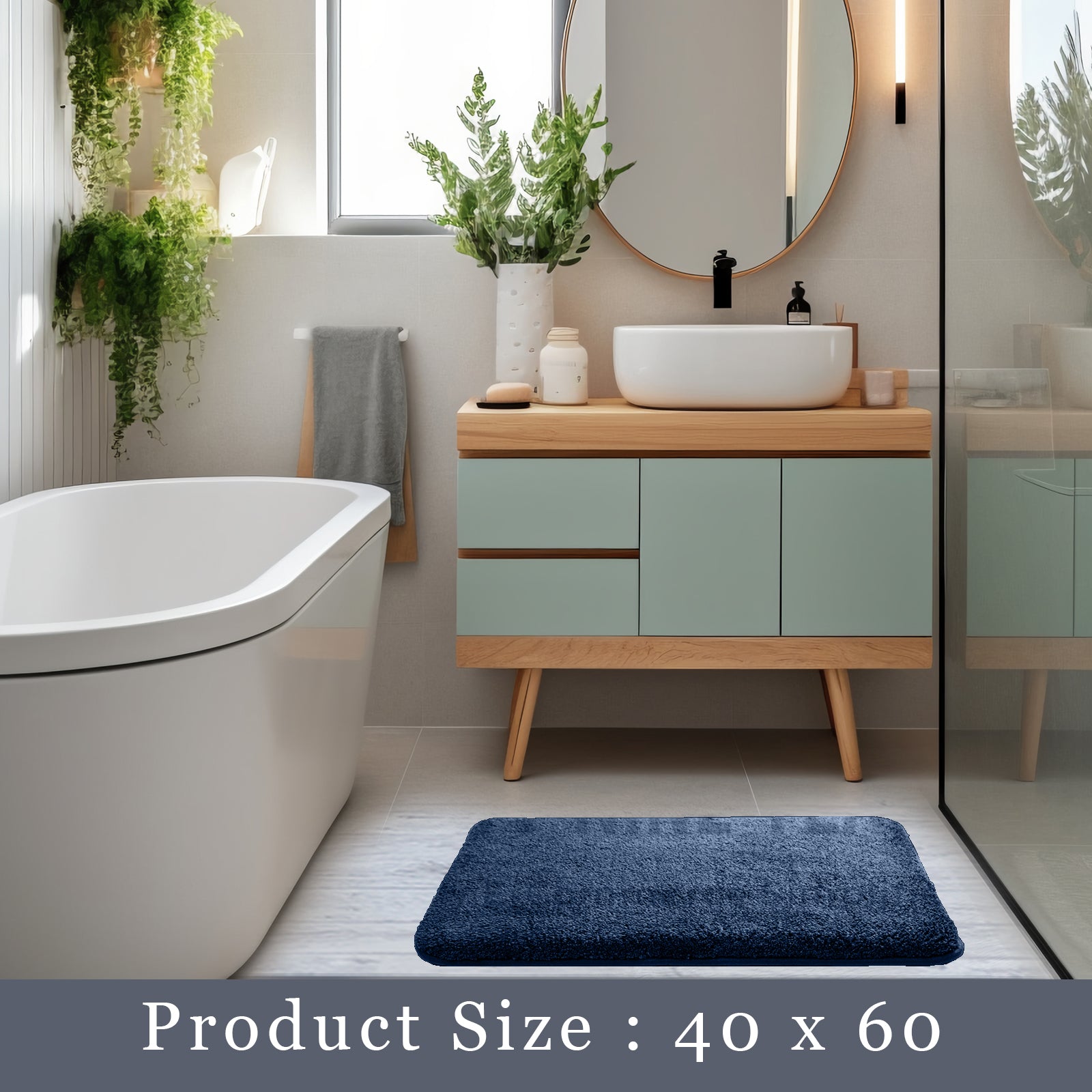 HOUSSE Anti Skid Ultra Absorbent Fluffy High Pile Plush Bathmat