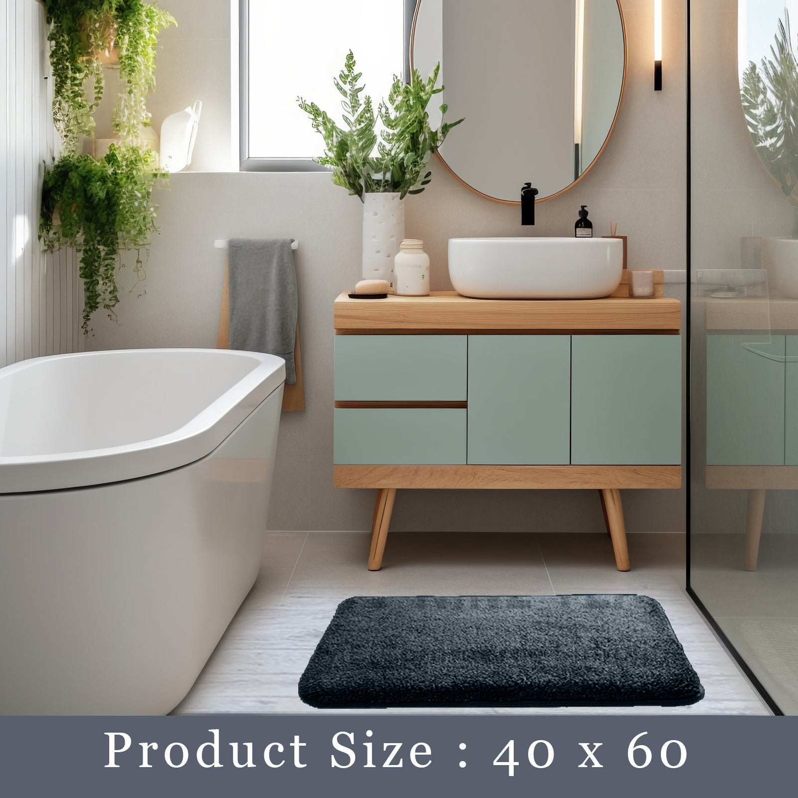 HOUSSE Anti Skid Ultra Absorbent Fluffy High Pile Plush Bathmat
