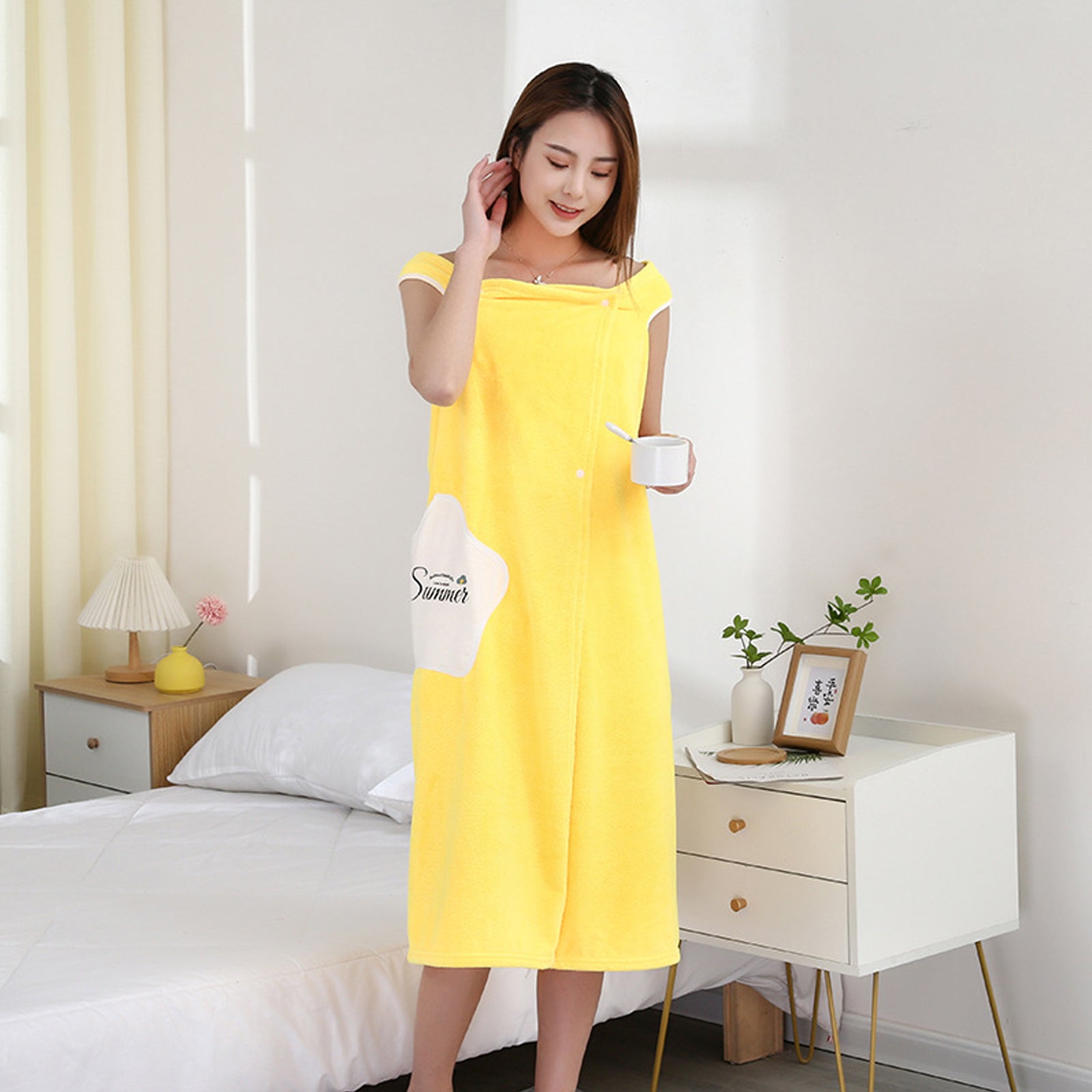 HOUSSE Wearable Spa Bath Towel for Women | Soft, Cozy Wrap with Snap Closure | 110 x 140 cms