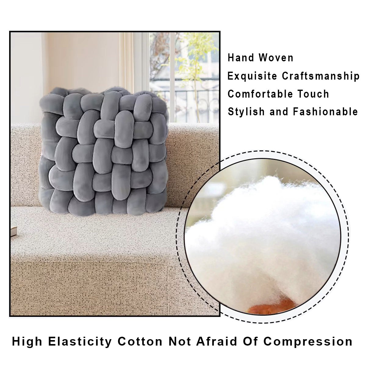 HOUSSE Chunky Knit Cushion | Soft Plush Woven Throw Pillow for Sofa & Bed