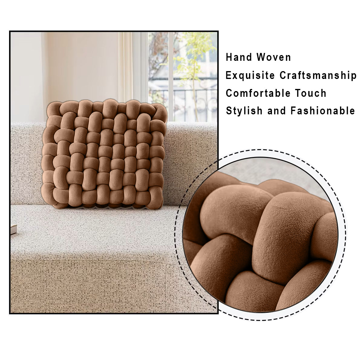 HOUSSE Chunky Knit Cushion | Soft Plush Woven Throw Pillow for Sofa & Bed