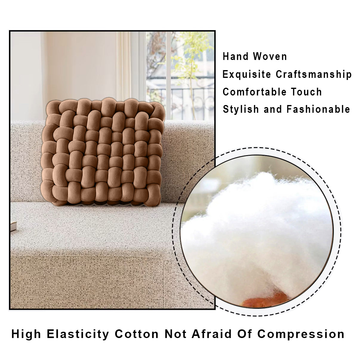 HOUSSE Chunky Knit Cushion | Soft Plush Woven Throw Pillow for Sofa & Bed