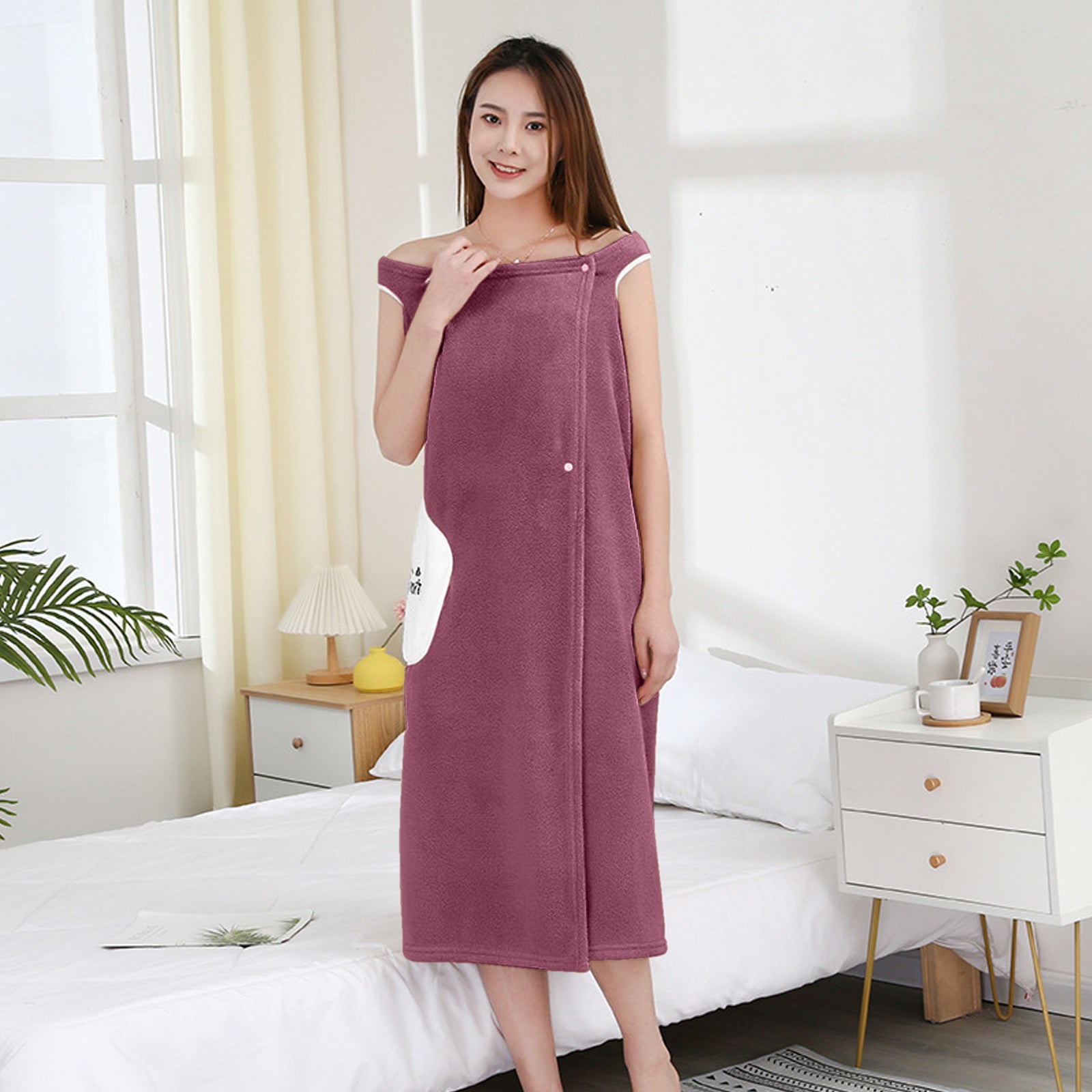 HOUSSE Wearable Spa Bath Towel for Women | Soft, Cozy Wrap with Snap Closure | 110 x 140 cms