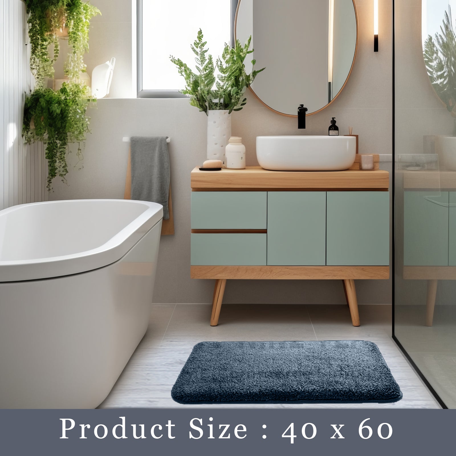 HOUSSE Anti Skid Ultra Absorbent Fluffy High Pile Plush Bathmat