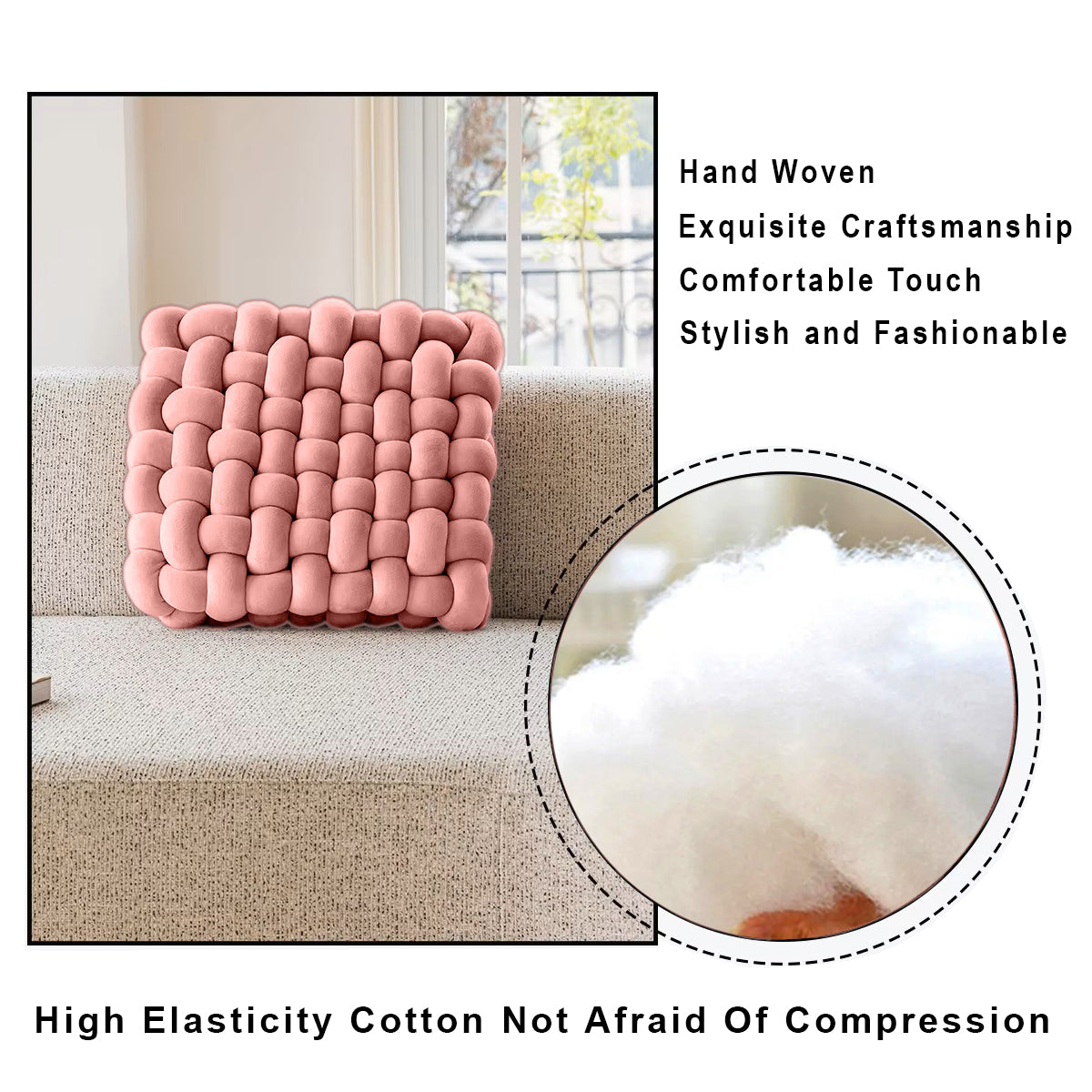 HOUSSE Chunky Knit Cushion | Soft Plush Woven Throw Pillow for Sofa & Bed