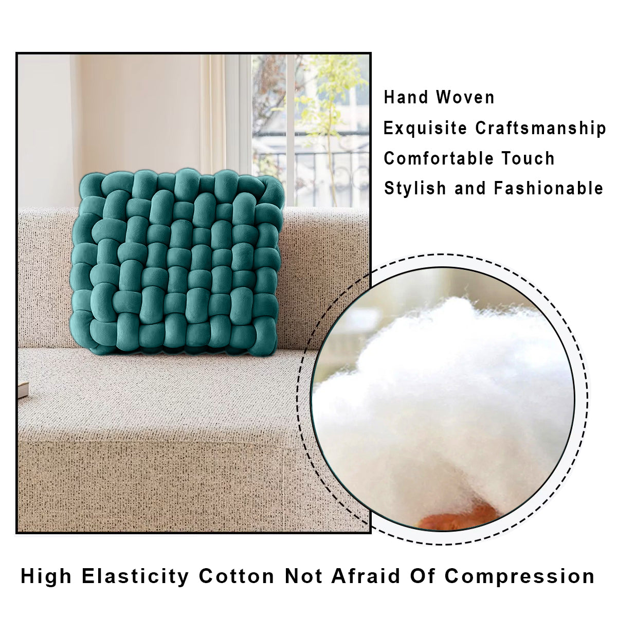 HOUSSE Chunky Knit Cushion | Soft Plush Woven Throw Pillow for Sofa & Bed