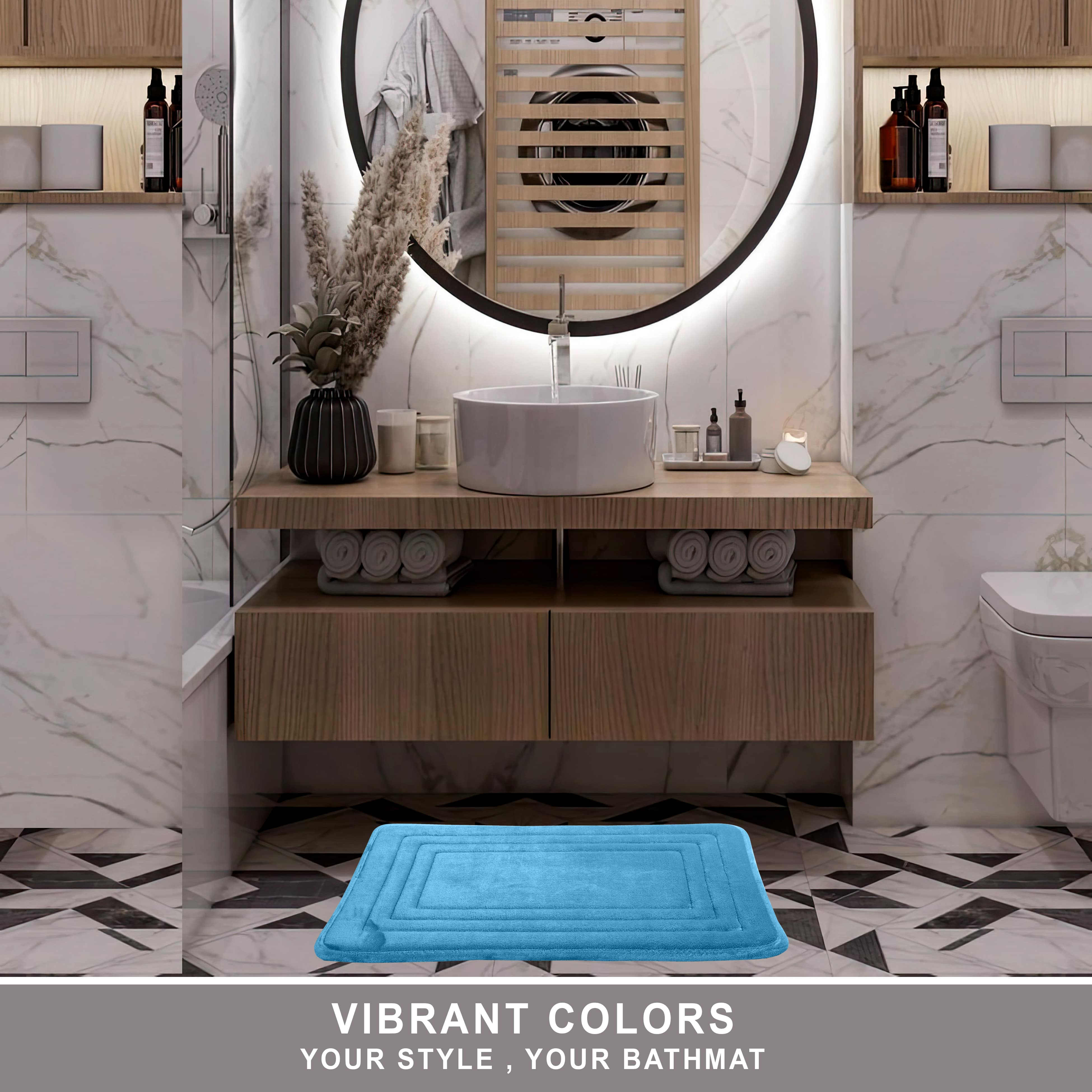 HOUSSE Premium Soft Microfiber Bath Mat with Cushioned Border Design