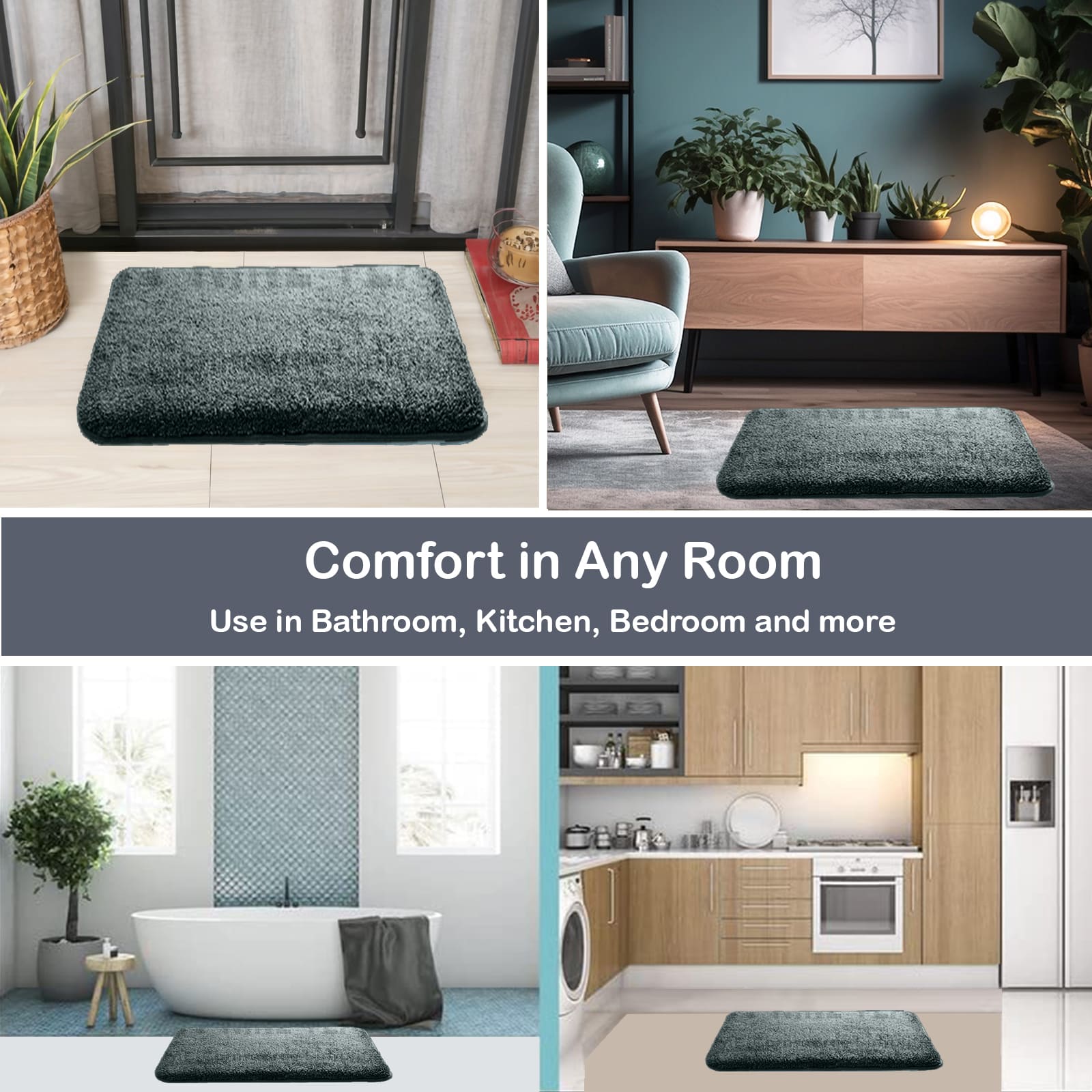HOUSSE Anti Skid Ultra Absorbent Fluffy High Pile Plush Bathmat